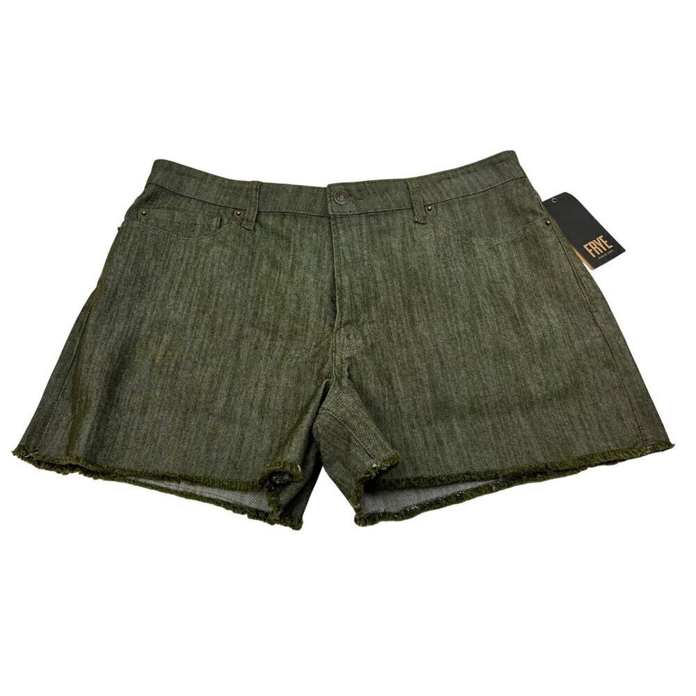Frye Women’s Cut Off High Rise Denim Shorts Green Size 14 New